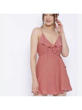 Dusty Rose Ruffle Forever 21 Mini Wrap Dress New With Tags